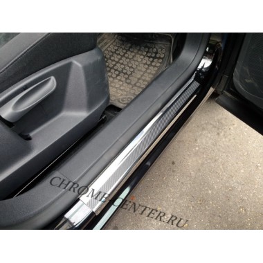 Накладки на пороги (carbon) Nissan Micra IV 5D (2010-) бренд – Alu-Frost (Польша) главное фото